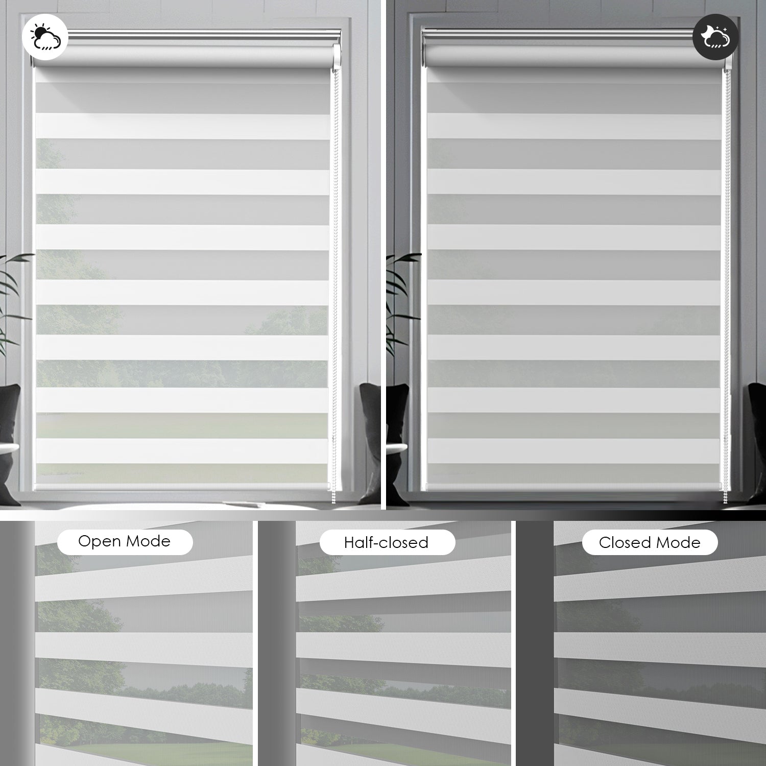 Architect day&night roller blind with headrail